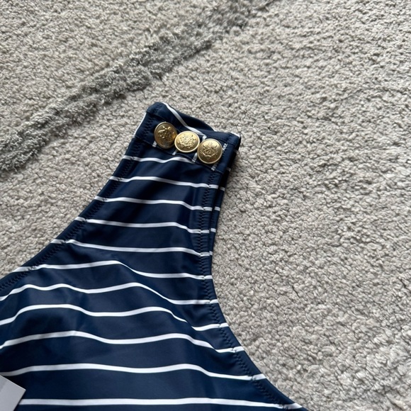 J Crew One Piece swimsuit bathing suit Navy blue white Striped cutout 16 new - Picture 13 of 15